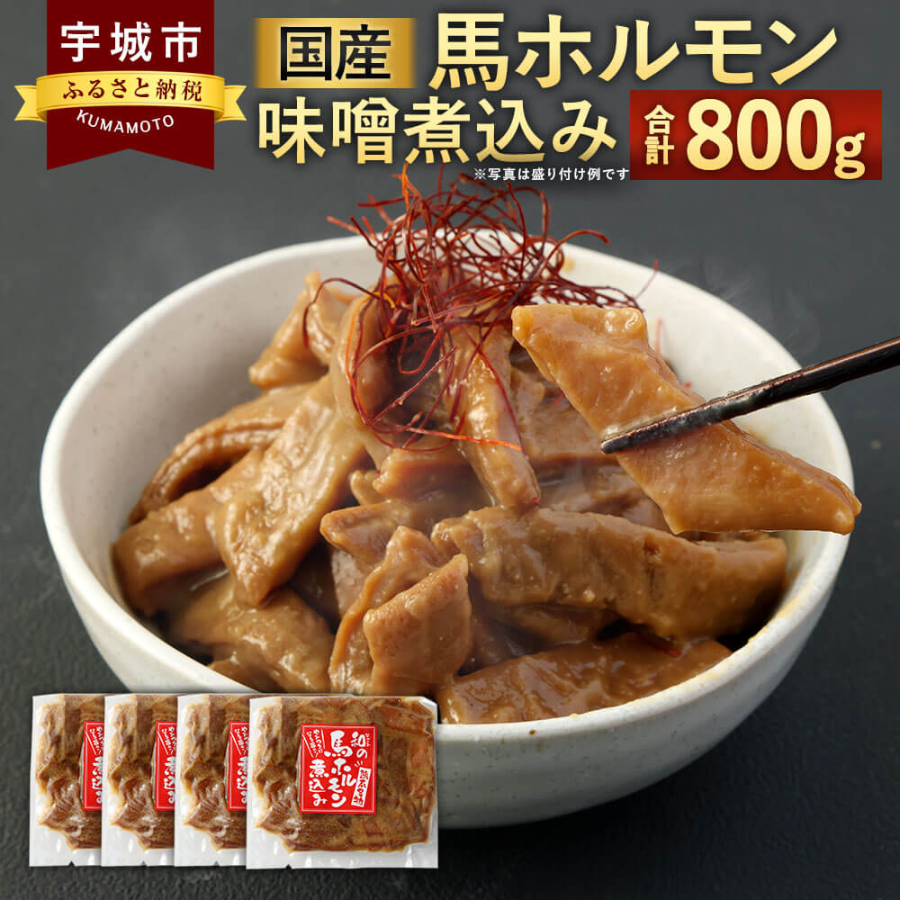 【ふるさと納税】国産 馬ホルモン味噌煮込み 200g×4袋 合計800g ホルモン みそ煮込み 煮込み 小分け 馬..