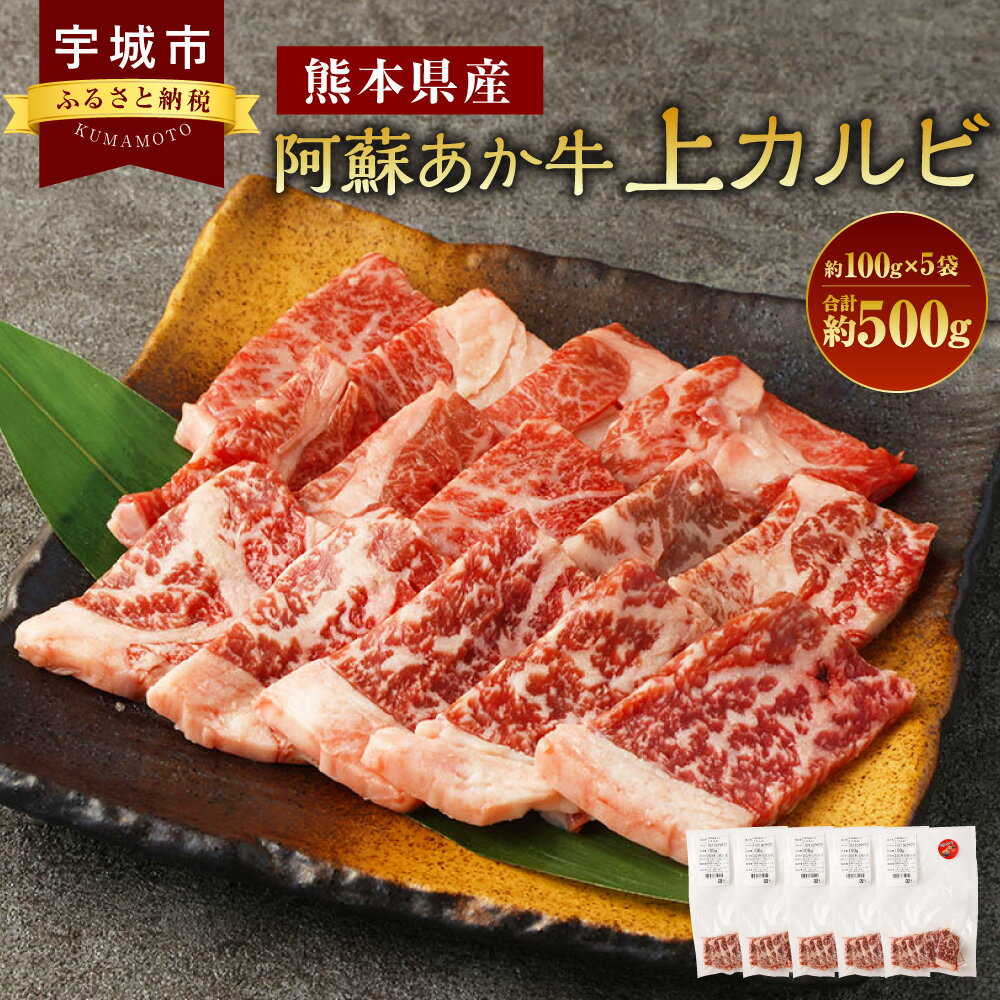 阿蘇あか牛 上カルビ 約500g 約100g×5袋 あか牛 赤牛 牛肉 肉 お肉 カルビ 焼肉 煮込み すき焼き 国産牛 和牛 冷凍 お取り寄せ グルメ 九州 熊本県 宇城市 送料無料