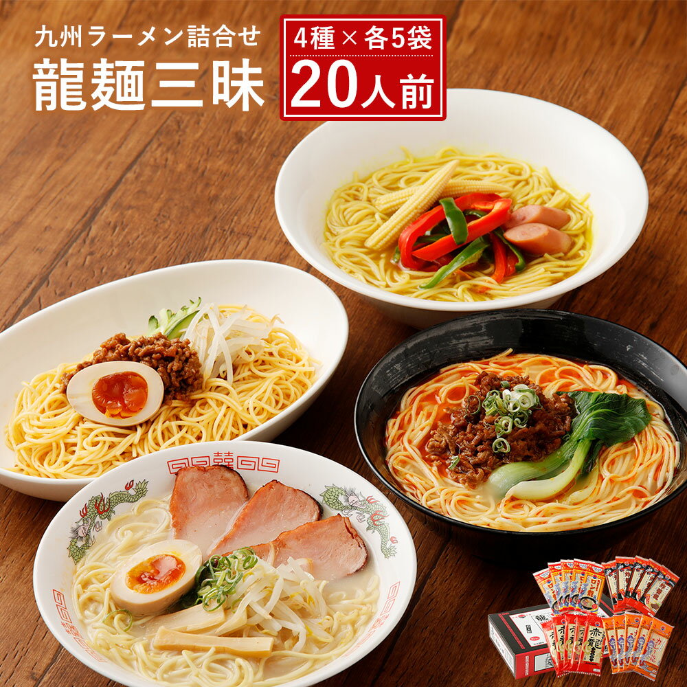 1位! 口コミ数「5件」評価「4.2」龍麺三昧 ラーメンセット 4種 各5本 合計20人前 九州 ラーメン ロン龍 赤龍 カレー龍 炸醤麺 味噌豚骨 乾麺 美味しいラーメン とん･･･ 