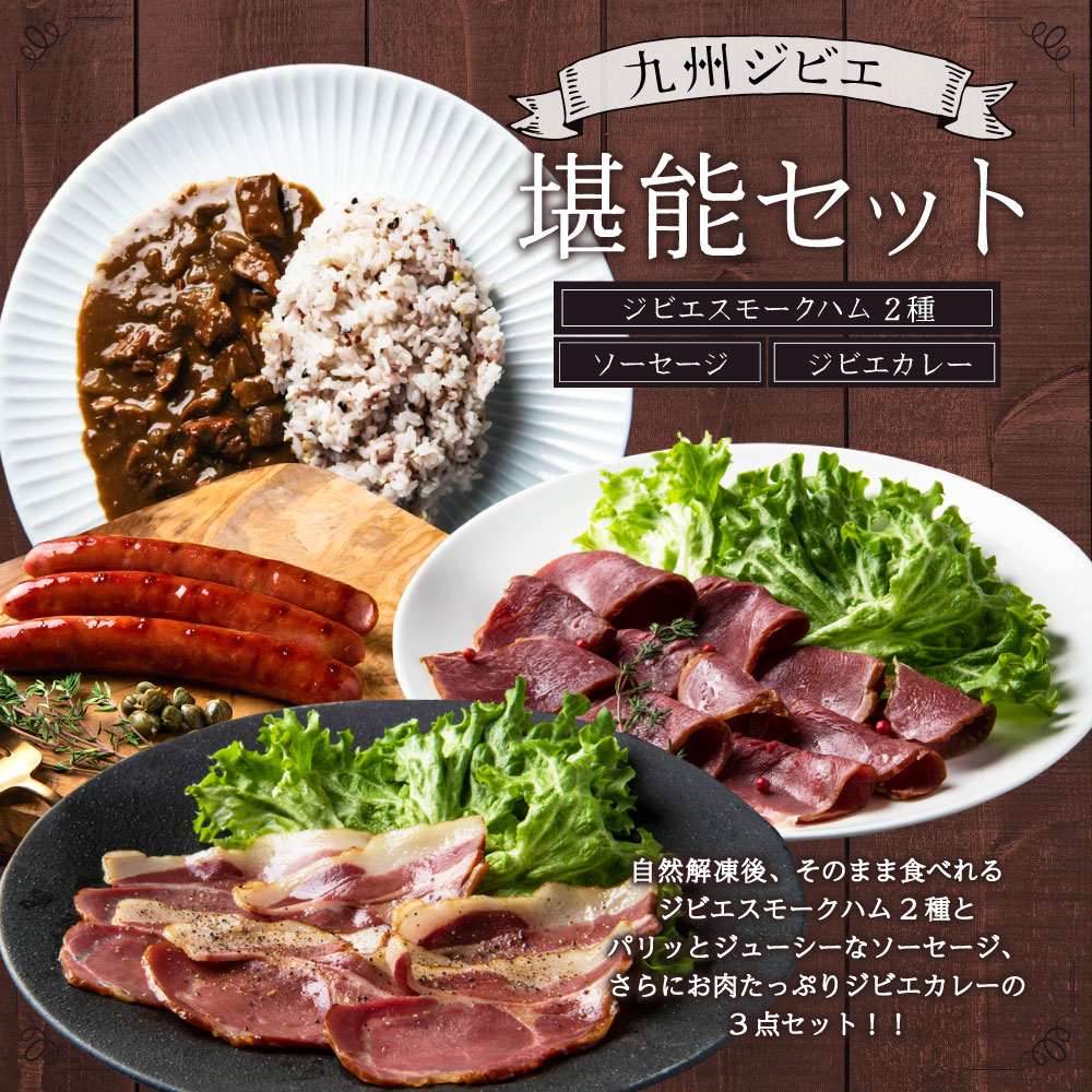 【ふるさと納税】九州ジビエ堪能セット（ ハム2種・ソーセージ・カレー ）ジビエ イノシシ 猪肉 肉 スモーク ハム 燻製 カレー レトルト 惣菜 おつまみ セット 食べ比べ 詰め合わせ 宇城市 熊本県産 九州 国産 送料無料