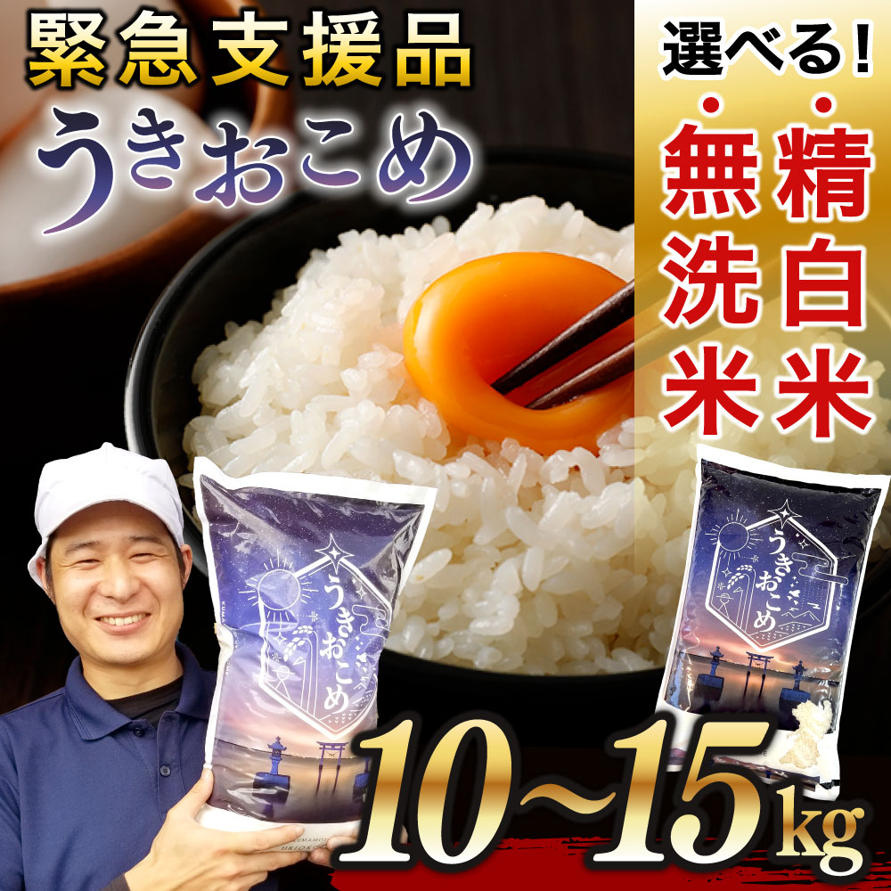 【ふるさと納税】選べる うきおこめ 精白米・無洗米 合計 10kg～15kg 令和5年産 無洗米 米 お米 おこめ 白米 精米 ブレンド米 熊本県 宇城市 オリジナル米 国産 送料無料