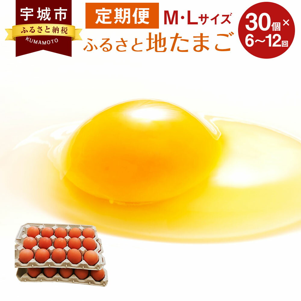 70位! 口コミ数「0件」評価「0」【定期便】ふるさと地たまご 6回～12回 1回あたり30個 5個破損補償含む 赤たまご M・Lサイズ混合 国産 卵 冷蔵 産地直送 鶏卵 送･･･ 