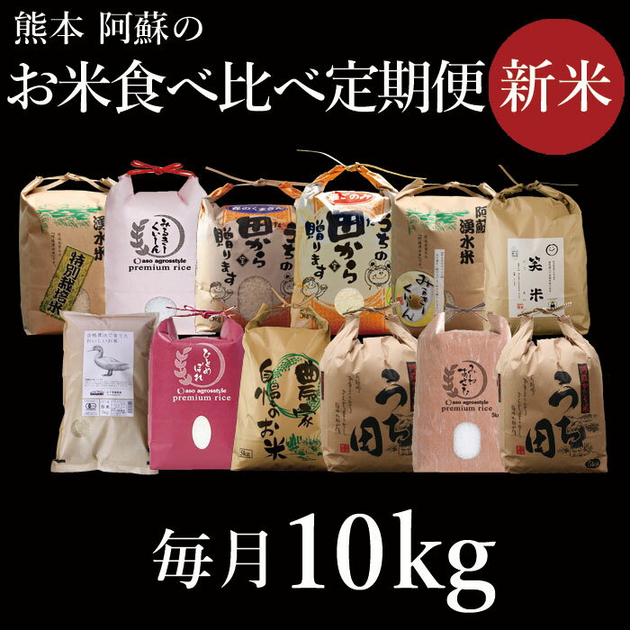 【ふるさと納税】熊本県 阿蘇市 新米 食べ比べ定期便 令和4年度 10kg×12か月...
