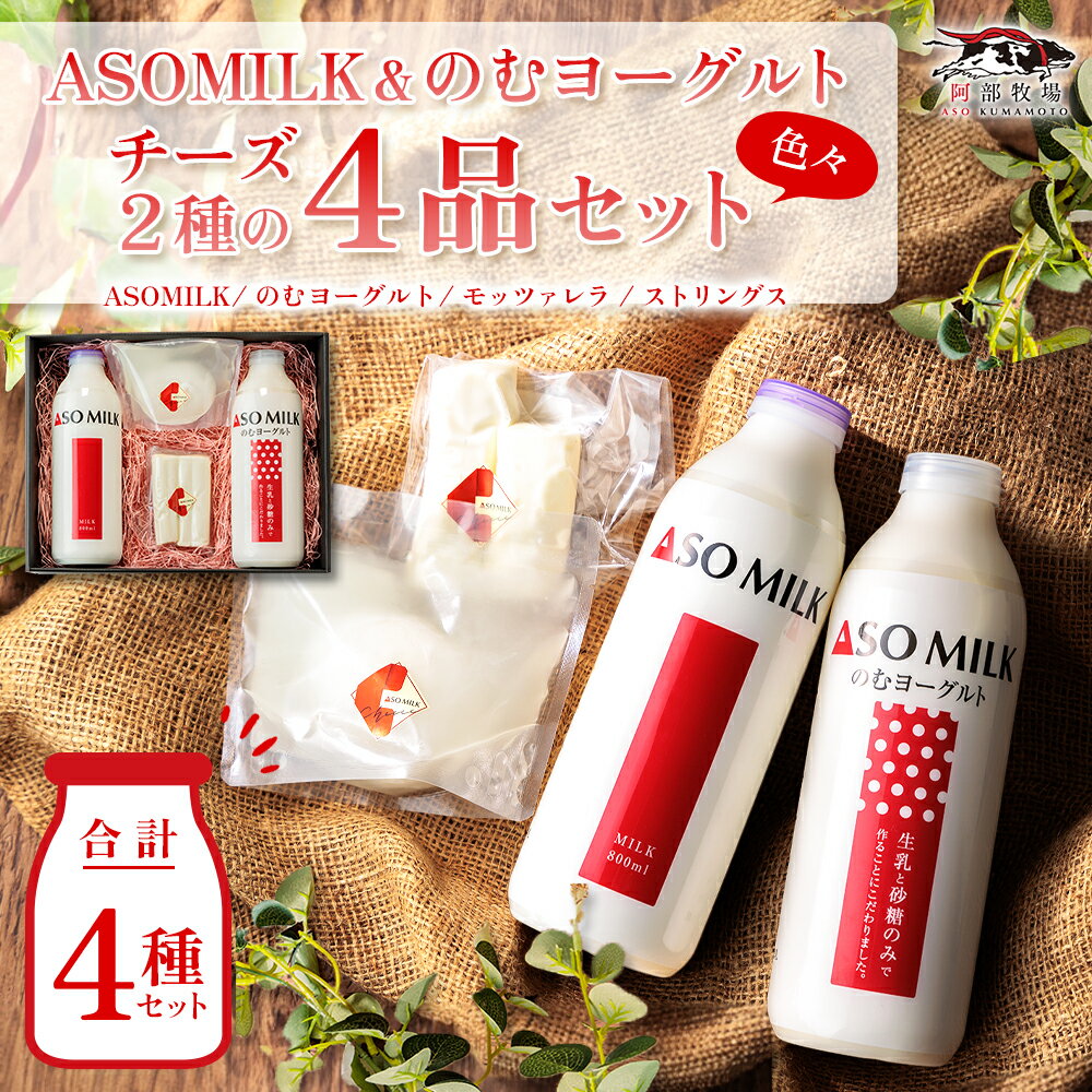 【ふるさと納税】ASOMILK 阿部牧場 阿蘇ミルク 乳製品色々セット ミルク 牛乳 飲むヨーグルト チーズ モッツァレラ ストリングス ストリングチーズ 乳製品詰め合わせ ASO MILK 手作り 人気 お取り寄せ ギフト 贈答用 熊本県 阿蘇市