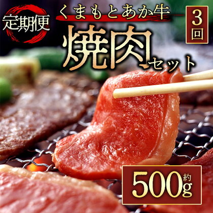 定期便3回 GI認証 くまもとあか牛焼肉用500g 毎月届く 全3回 お取り寄せ 冷凍 お土産 ギフト 贈答用 おつまみ 阿蘇牧場 熊本県 阿蘇市