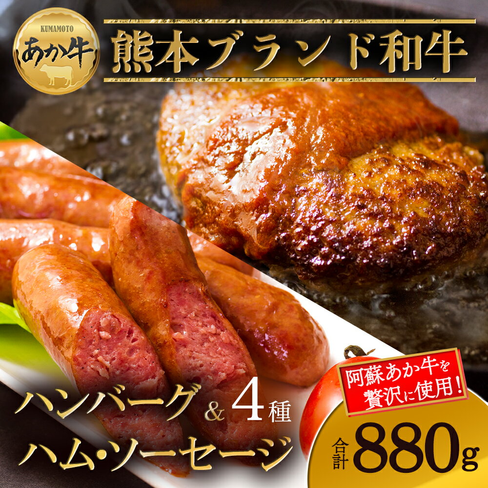 阿蘇あか牛 ハンバーグ&ハム・ソーセージセット 阿蘇グリーンストック ハンバーグ ペッパーフランクソーセージ あか牛ウインナー あか牛ブロック肉入り 冷凍 加工肉 詰め合わせ 食べ比べ 贈答用 ギフト 豪華 夕食 ディナー 人気 熊本県 阿蘇市