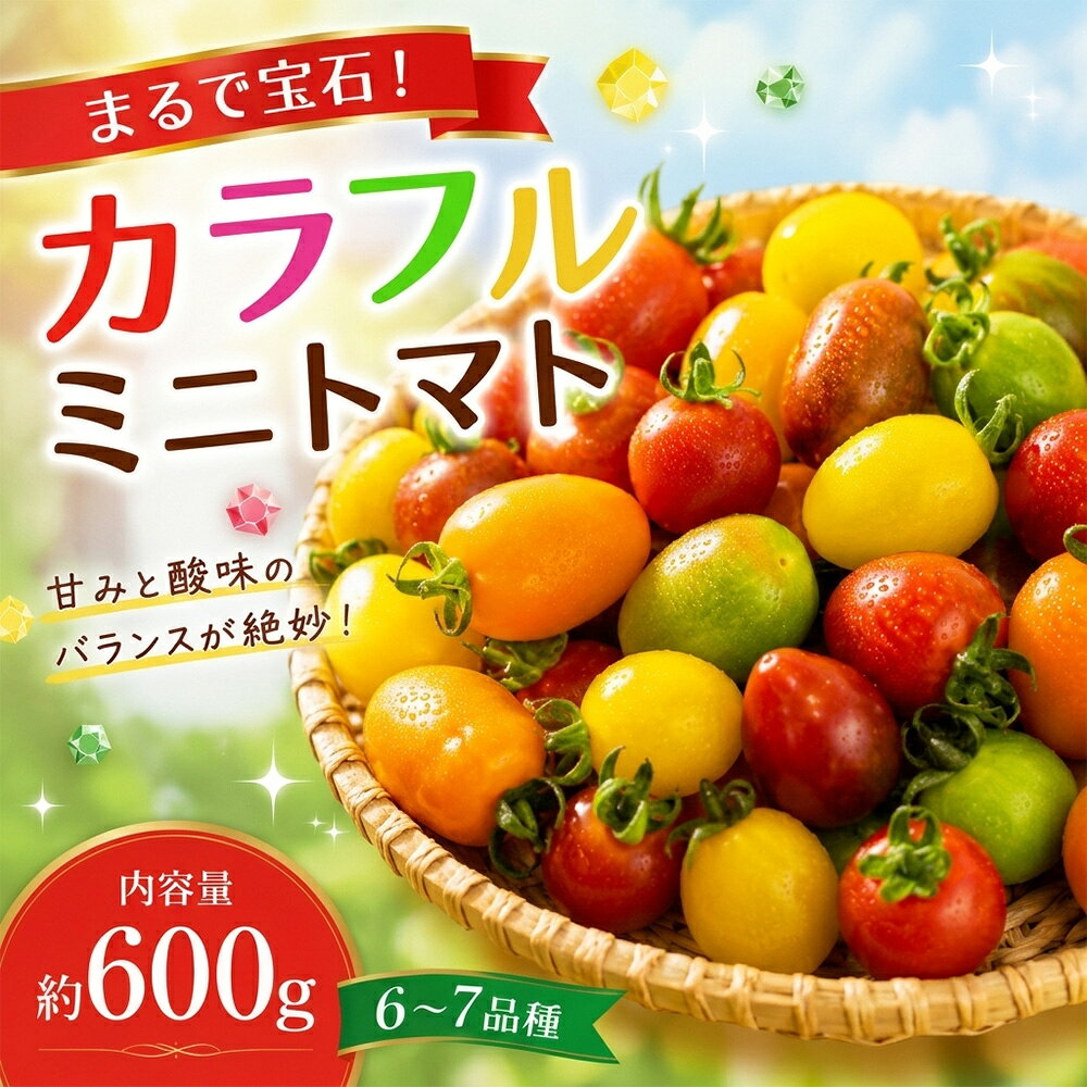 【ふるさと納税】トマト ミニトマト カラフル 産地直送 まるで宝石 カラフルミニトマト〜ふるさとセット〜 約600g×1箱 期間限定 数量限定 予約受付 甘い おいしい お取り寄せ おうちごはん 熊本県阿蘇市