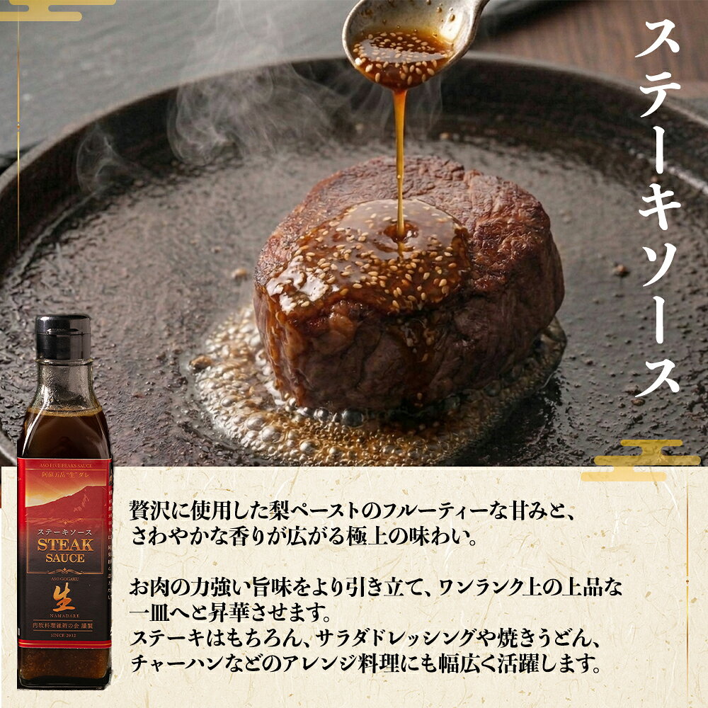 【ふるさと納税】内牧料理維新の会が作る、肉ソース2種セット お取り寄せ ギフト 贈答用 オリジナルソース おいしい おもてなし 人気 贅沢 BBQ 簡単 かけるだけ プレゼント お礼 熊本県 阿蘇市