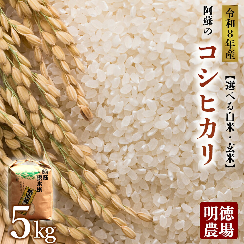 【ふるさと納税】【予約】【選べる白米・玄米】コシヒカリ 令和8年度 5kg 明徳農場 特別栽培米 米 お米 美味しい 寒暖差 湧き水 お取り寄せ 熊本県 阿蘇市