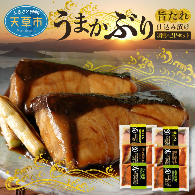 産地直送 うまかぶり 旨タレ 仕込み 漬け 3種 × 2P セット 食品 食べ物 魚介類 海の幸 ぶり ねぎ味噌 塩レモン 照り焼き 有限会社平安海産 九州 熊本県 天草市 お取り寄せ お取り寄せグルメ 送料無料