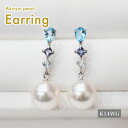 【ふるさと納税】ピアス あこや真珠 7.5mm - 8mm 半貴石 アイオライト ブルートパーズ 3連 K14WG ホワイトピンク 真珠 パール アクセサリー ジュエリー 品質保証書 ジュエリーケース 真珠てりクロス お取り寄せ 熊本県 天草市 送料無料