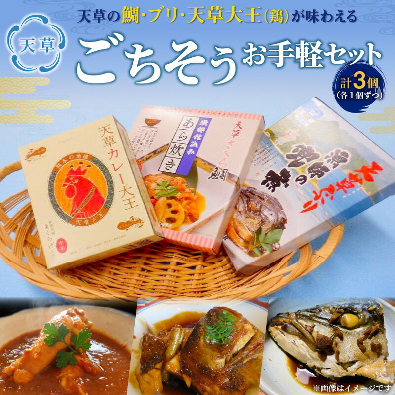 【ふるさと納税】天草さくら鯛 あら炊き 240g 天草ぶり 兜煮 280g 天草カレー大王 210g ごちそう お手軽 セット レトルト ピリ辛 醤油ダレ 漁師風 甘辛 コラーゲン 天草大王 手羽元 きくらげ 欧風カレー お酒 おつまみ ご飯のお供 お取り寄せ グルメ 熊本県 天草市 送料無料