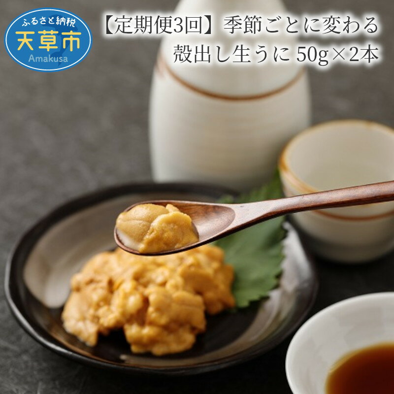 【ふるさと納税】【着日指定】 定期便 3回 季節 変わる 殻出し 生うに 50g 2本 うに 天然 素潜り 無塩...