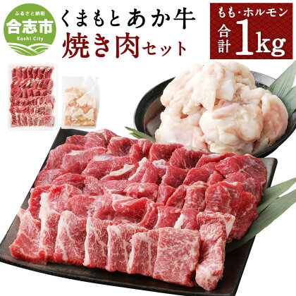 くまもとあか牛 焼肉セット 合計1000g 合計1kg もも焼肉 (700g) ホルモン (300g) 和牛 牛肉 あか牛 赤牛 お肉 精肉 焼肉 BBQ モモ肉 もつ モツ グルメ お取り寄せ 冷凍 熊本県産 国産 合志市 送料無料