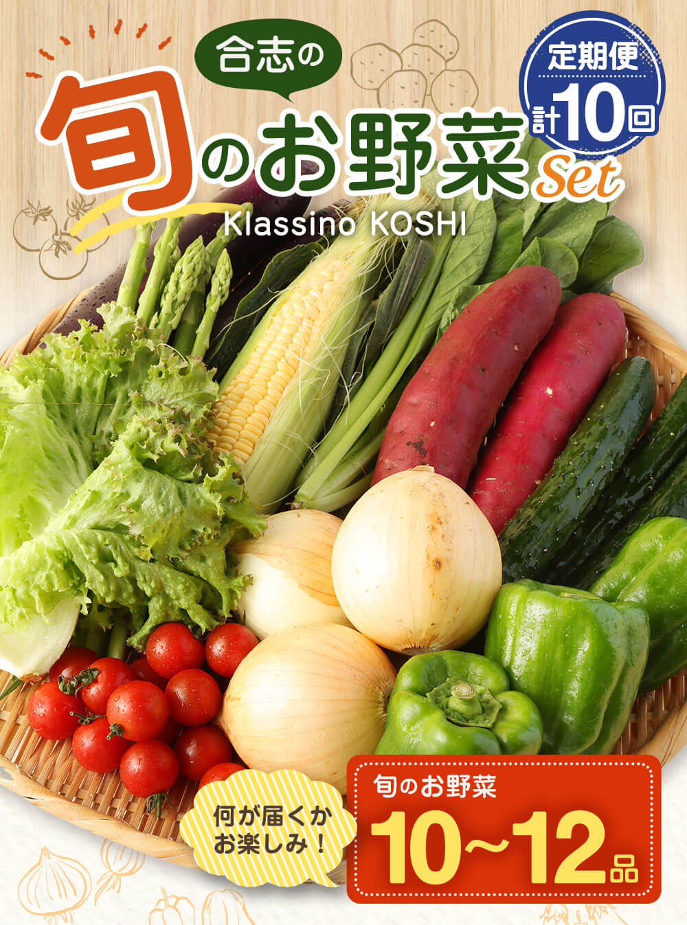 【ふるさと納税】【定期便】熊本県合志の旬のお野菜定期便 計10回コース 10回 おまかせ 野菜 季節の野菜 新鮮 旬 詰め合わせ 国産 九州産 熊本県 合志市 送料無料