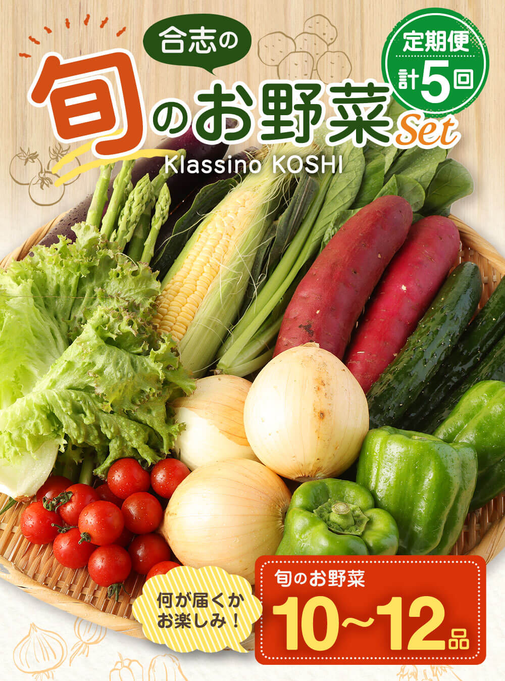 【ふるさと納税】【定期便】熊本県合志の旬のお野菜定期便 計5回コース 5回 おまかせ 野菜 季節の野菜 新鮮 旬 詰め合わせ 国産 九州産 熊本県 合志市 送料無料