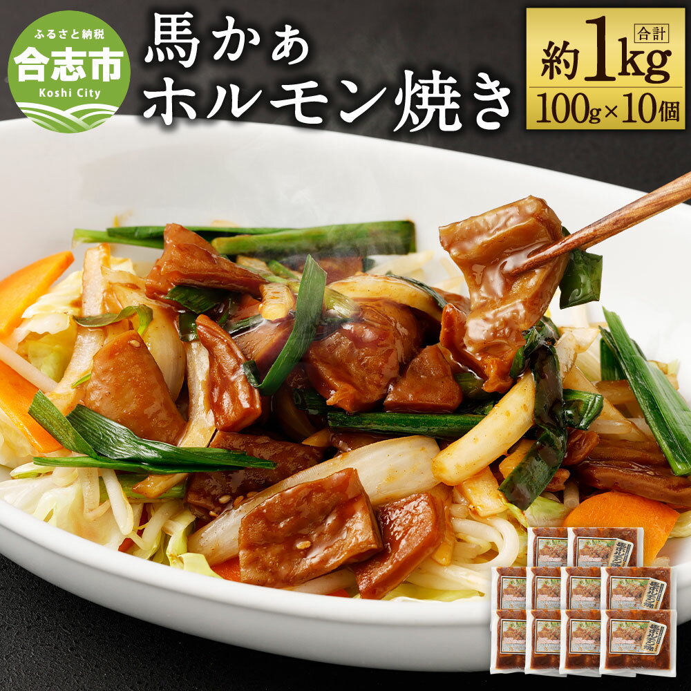 馬ホルモン焼 10個セット 合計1kg 100g×10個 ホルモン 馬肉 惣菜 おかず おつまみ 冷凍 熊本県 合志市 送料無料