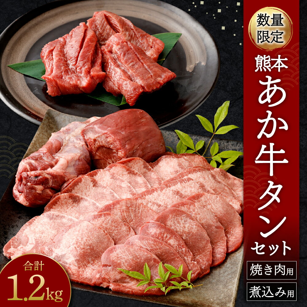 【ふるさと納税】数量限定！熊本 あか牛 タン 1本セット 合計1.2kg 焼き肉用 800g 煮こみ用 400g 2種 セット 焼肉 煮込み料理 赤牛 お肉 牛肉 牛タン 厚切り タンゲタ タン下 タン先 国産 九州産 熊本県 合志市 送料無料