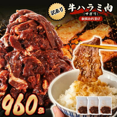 Rakuten - 【ふるさと納税】秘伝たれ漬け 訳あり 柔らか牛ハラミ(サガリ)肉 味付け合計960g お手軽小分け3パック【配送不可地域：離島】【1718568】