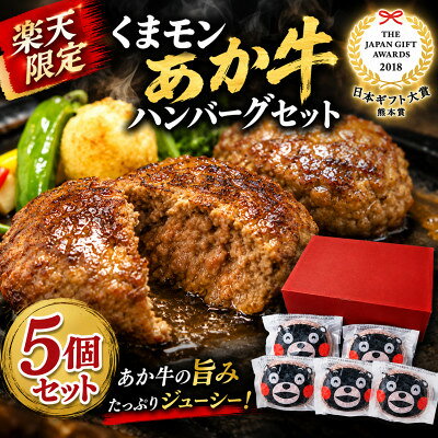 [楽天限定][熊本県美里町を応援]くまモンあか牛ハンバーグセット(あか牛ハンバーグ120g×5個)[配送不可地域:離島]