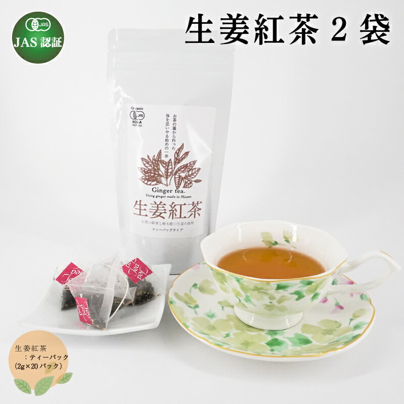 生姜紅茶 2袋 セット 熊本 美里町 JAS認証 生姜 さえあかり 茶 ティーバック 熊本県 ティー tea bag 有機認証 農薬不使用 化学肥料不使用 有機肥料