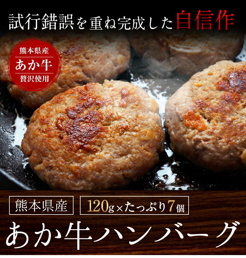 【ふるさと納税】熊本の和牛 あか牛ハンバーグ 熊本県産あか牛を使用した贅沢ハンバーグたっぷり7個入り あか牛 赤牛 あかうし《30日以内に順次出荷(土日祝除く)》送料無料 ふるさと納税 訳あり 定期便 でない