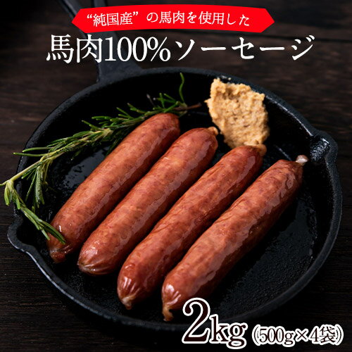 【ふるさと納税】馬肉100%ソーセージ 2kg (500g×4袋) 肉 馬肉 ソーセージ 2kg 熊本県玉東町《1-5営業日以内に出荷予定(土日祝除く)》送料無料 訳あり 定期便 でない