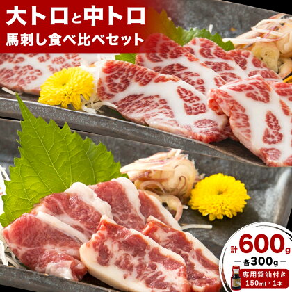 大トロ 中トロ 馬刺し 各300g 食べ比べ 計600g (専用醤油付き150ml×1本) 桜屋 [30日以内に出荷予定(土日祝除く)] 熊本県 長洲町 送料無料 肉 馬肉 馬さし