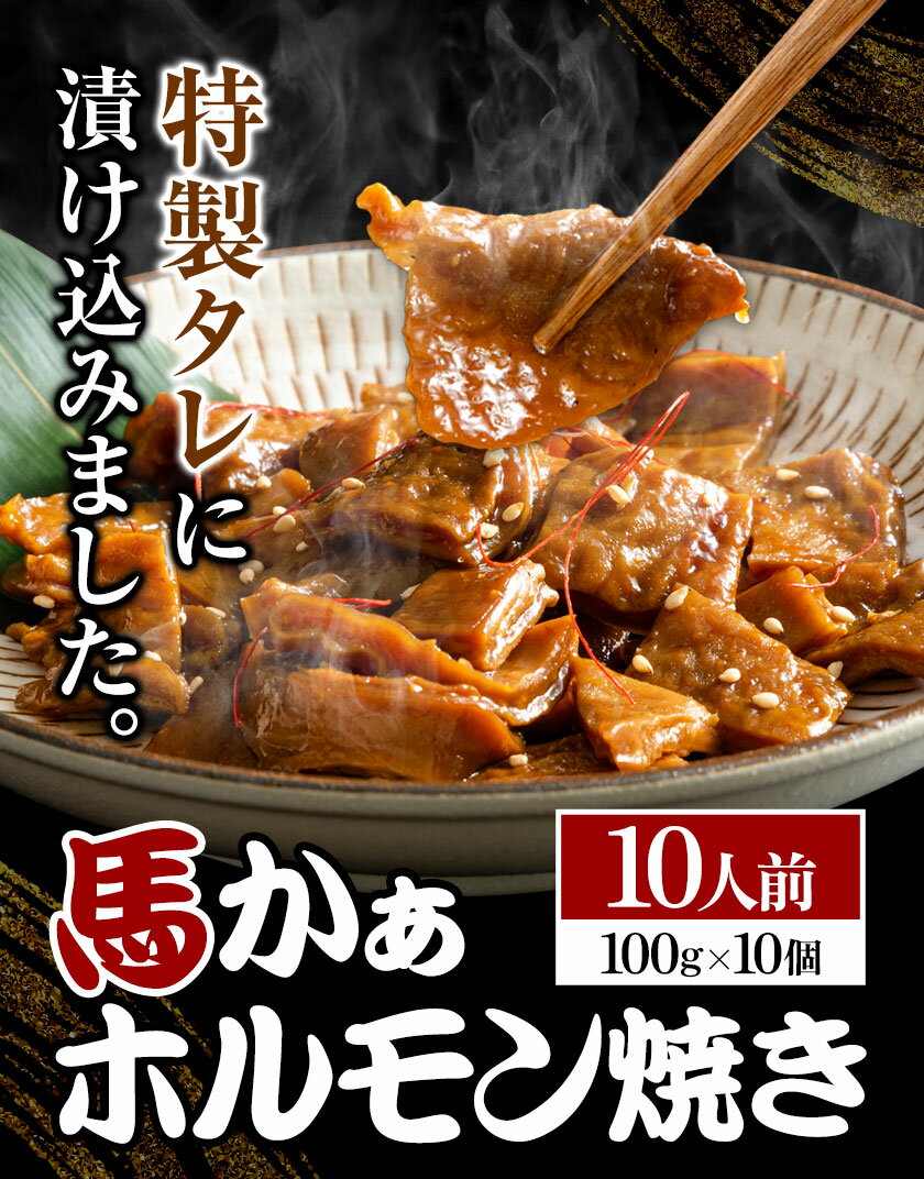 【ふるさと納税】馬ホルモン焼 10個セット 10人前 (100g×10個) 株式会社千興ファーム《60日以内に出荷予定(土日祝除く)》 熊本県 長洲町 ホルモン ホルモン焼き 馬ホルモン 馬 馬肉 タレ たれ 個包装 おつまみ 送料無料 大人気 簡単調理