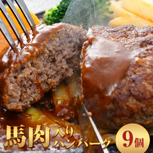 【ふるさと納税】馬肉入り手作りハンバーグ(約150g×9個) 馬肉ハンバーグ 肉の宮本《45日以内に出荷予...