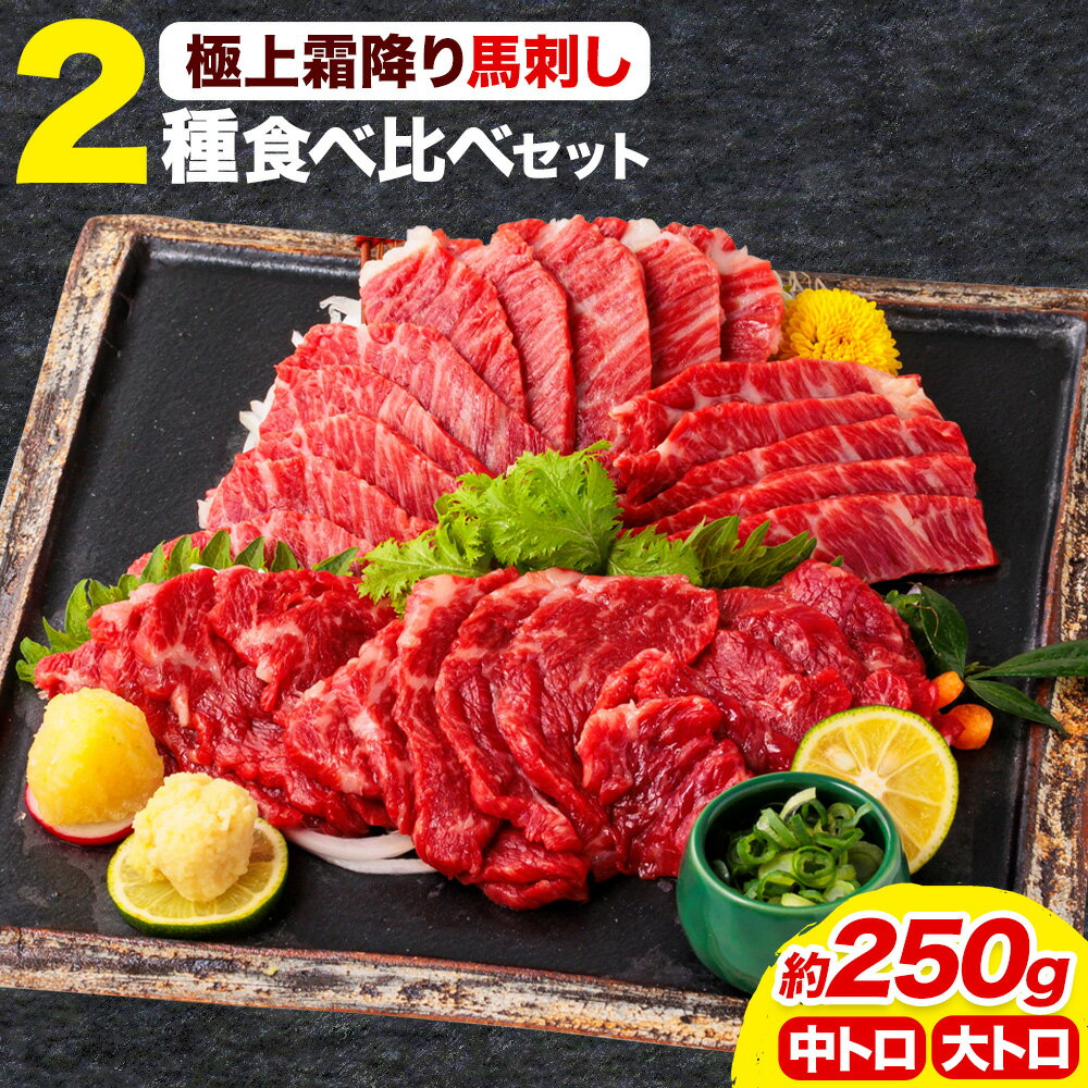 馬刺し 極上 霜降り 2種 食べ比べ セット 株式会社利他フーズ[30日以内に出荷予定(土日祝除く)] 中トロ 大トロ 国産 冷凍 生食用 肉 馬肉 ふるさと納税馬刺し 熊本県 長洲町 送料無料 馬刺 ばさし 名物