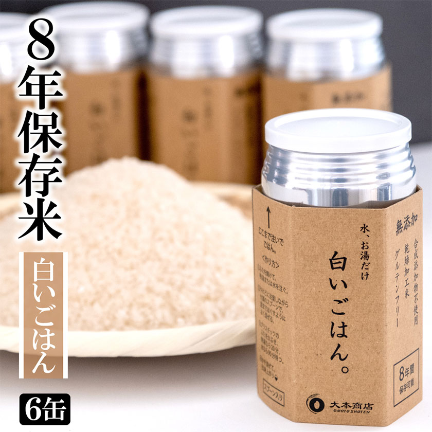 【ふるさと納税】8年保存米 白いごはん 6缶セット (計660g) 株式会社羽根《60日以内に順次出荷(土日祝除く)》熊本県産 白米 精米 米のサムネイル