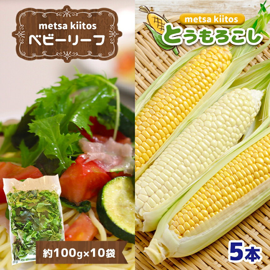 ベビーリーフ 10袋 ＆ とうもろこし 5本 セット ｜metsa kiitos オオモノ ゴールドラッシュ スイートコーン 野菜 国産 熊本県 和水町