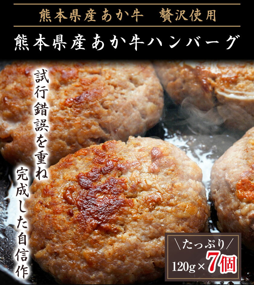 【ふるさと納税】あか牛ハンバーグ 熊本産あか牛を使用した贅沢ハンバーグたっぷり7個入り 熊本あか牛 赤牛 あかうし《1月中旬-4月末頃出荷》