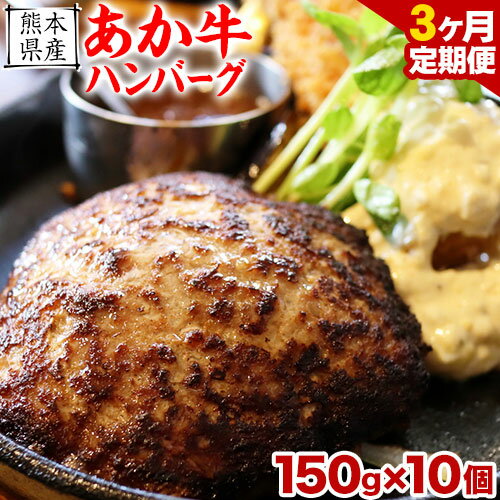 [3ヶ月定期便][希少和牛]あか牛ハンバーグ 150g × 10個 セット 株式会社KAM Brewing[お申込み月の翌月より発送開始] 定期 計3回お届け 熊本県 大津町 送料無料 牛肉 あか牛 肉 定期便