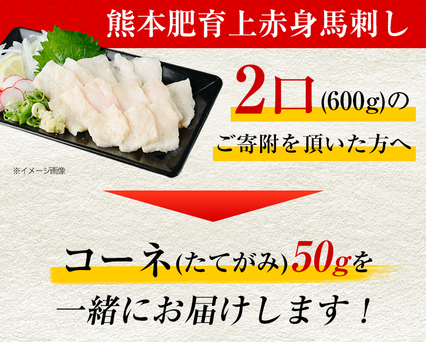 【ふるさと納税】上赤身馬刺し【熊本肥育】 100g×3セット（タレ5ml×3袋）2個お申込みでコーネ(たてがみ)50g×1を一緒にお届け！《30日以内に順次出荷(土日祝除く)》