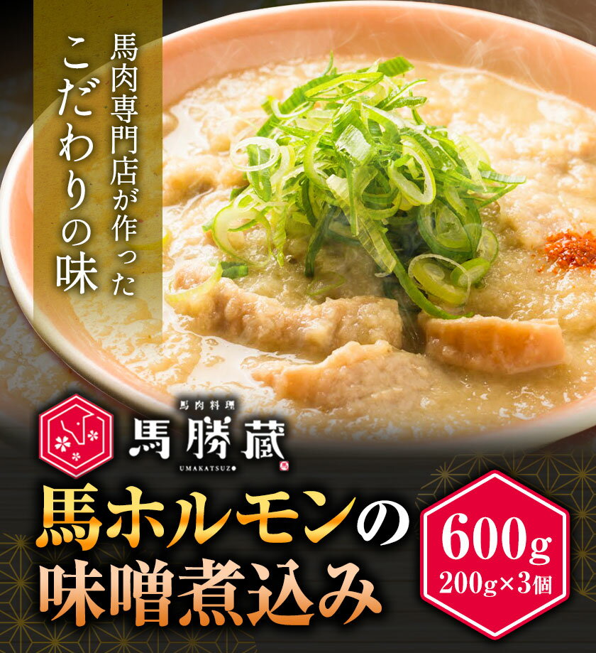 【ふるさと納税】馬ホルモンの味噌煮込み 600g 200g×3 馬勝蔵 《30日以内に出荷予定(土日祝除く)》熊本県 大津市 馬肉 ホルモン 味噌煮 みそ おつまみ 小術 コジュツ 2