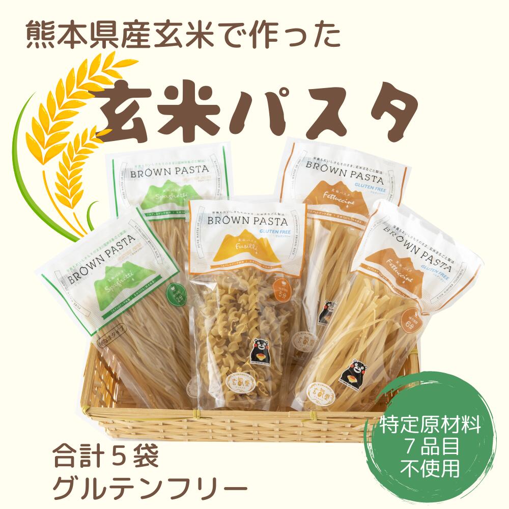 【ふるさと納税】玄米パスタ 3種類 5袋 セット パスタ 玄米 グルテンフリー 特定原材料7品目不使用 九州 熊本県 菊陽町 送料無料