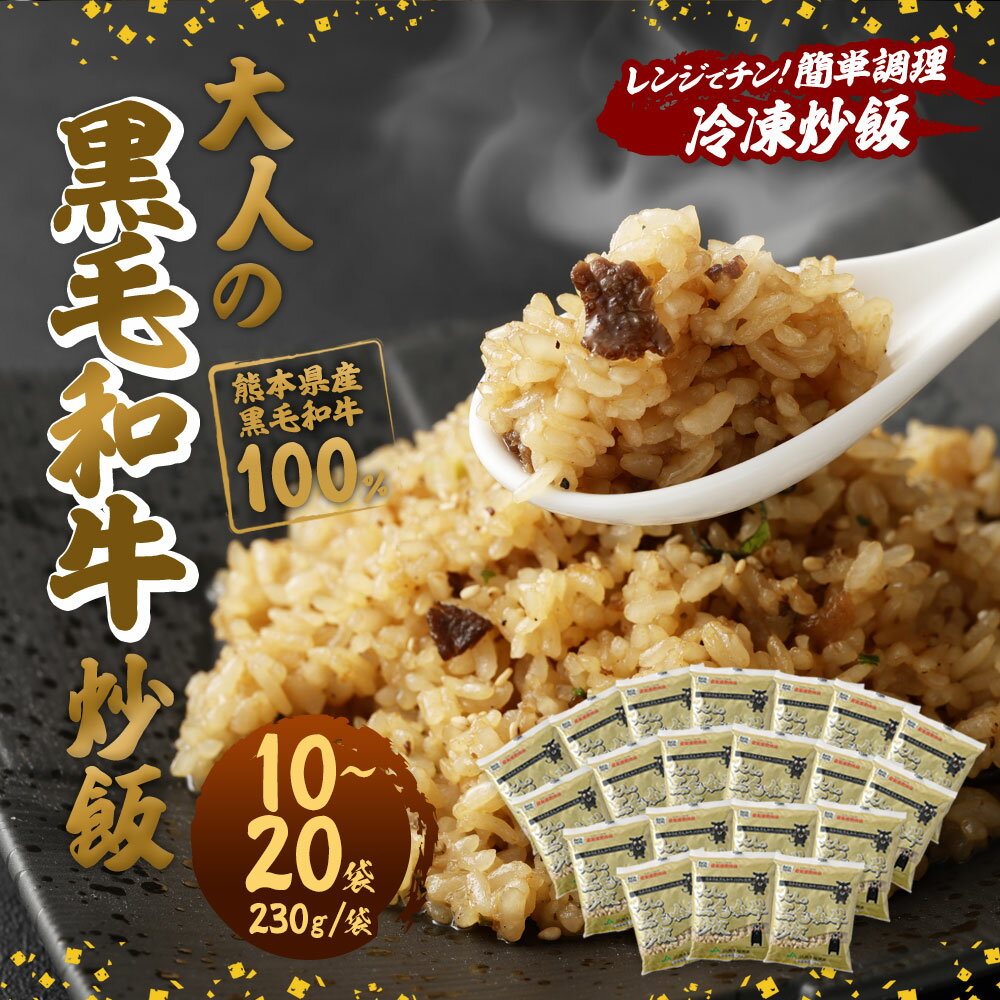 【ふるさと納税】＜選べる＞熊本県産こだわり炒飯 大人の黒毛和牛炒飯 230g×10～20袋 1～2箱 合計2.3～4.6kg 10～20食分 黒毛和牛 炒飯 チャーハン 冷凍チャーハン 惣菜 ご飯 温めるだけ レンジで温めるだけ 冷凍 九州 熊本県 菊陽町 送料無料