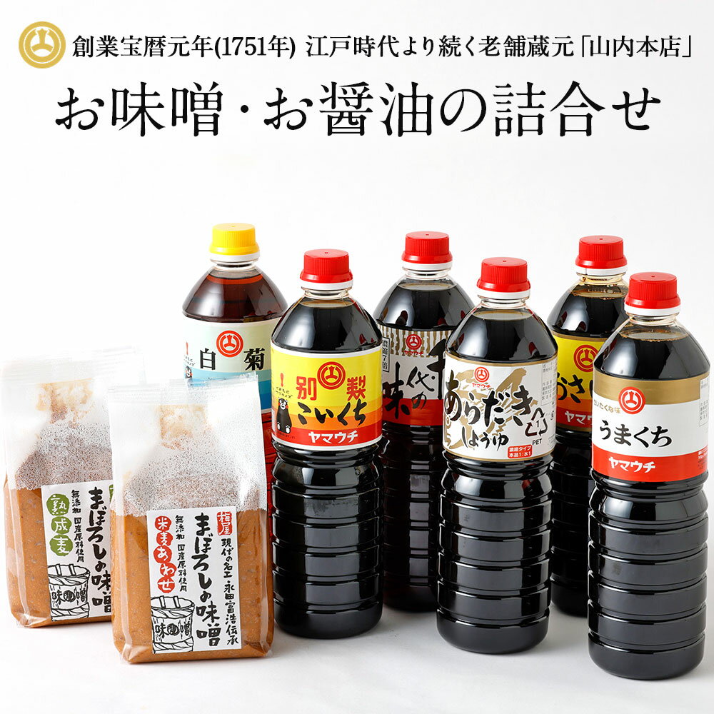 お味噌・お醤油の詰合せ みそ しょうゆ 合わせ味噌 麦味噌 濃口 薄口 無添加 味噌 醤油 山内本店 熊本 九州 国産 食品 セット 送料無料