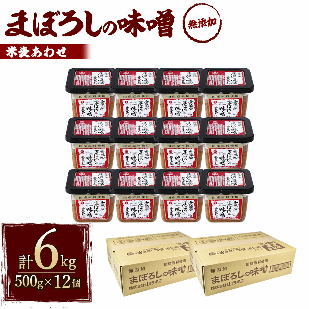 【ふるさと納税】無添加まぼろしの味噌 米麦あわせ 500g×12個 セット 合計6kg 手作り味噌 老舗蔵元 無...