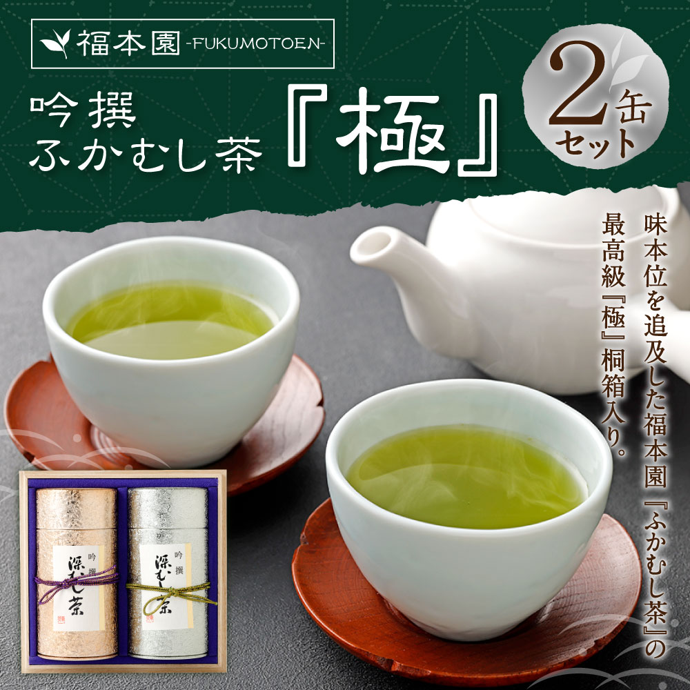 【ふるさと納税】福本園 吟撰ふかむし茶「極」2缶セット ふかむし茶 (200g×2缶) 合計2缶400g セット ふかむし茶 お茶 茶 茶葉 国産 菊陽町 送料無料