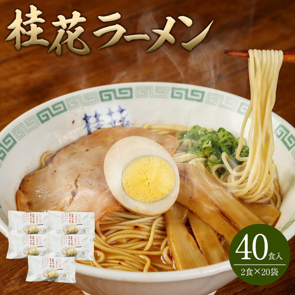 桂花ラーメン(2食入り×20袋)計40食 熊本ラーメン ラーメン らーめん 拉麺 麺 マー油 豚骨 鶏ガラ ダブルスープ ストレート麺 半生麺 ご当地 お取り寄せ グルメ 九州 熊本県 菊陽町 送料無料