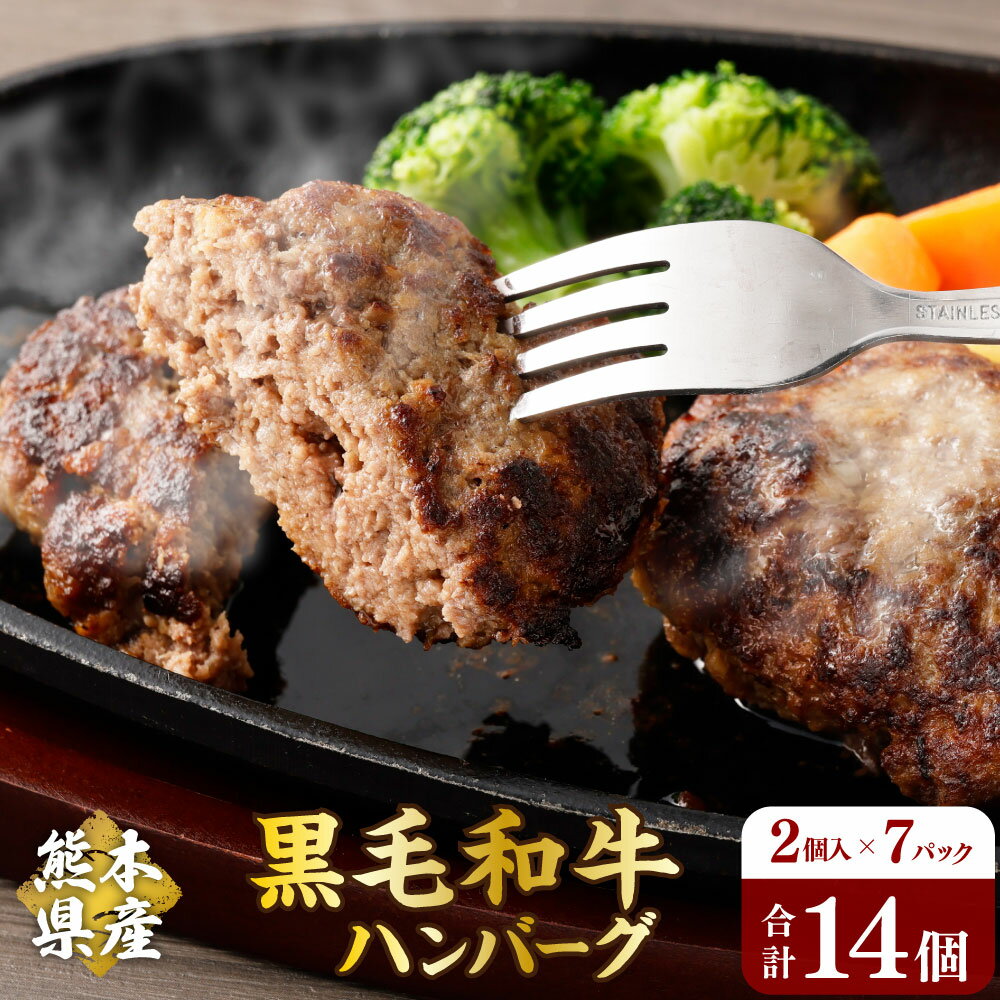 【ふるさと納税】黒毛和牛ハンバーグ14個(120g×2個入×7パック) ハンバーグ 黒毛和牛 ハンバーガー 和牛 九州 熊本県 菊陽町 送料無料