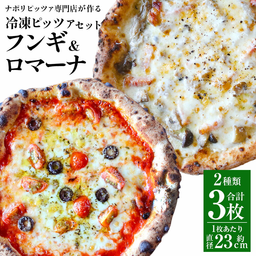 【ふるさと納税】【ナポリピッツァ専門店が作る薪窯焼き冷凍ピッツァセット】フンギ×2枚 ロマーナ×1枚 計3枚 ピザ キノコ ベーコン アンチョビ トマトピューレ ナチュラルチーズ 冷凍 イタリア産 九州 熊本県 菊陽町 送料無料