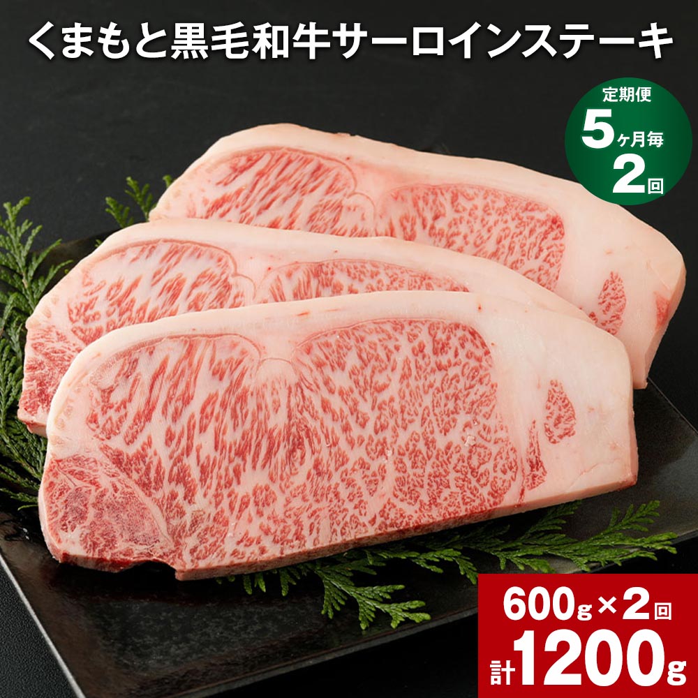 【定期便】【5ヶ月毎2回】くまもと黒毛和牛サーロインステーキ 計1200g（600g×2回） 牛肉 お肉 和牛 ウシ ステーキ 料理 熊本県 菊陽町 送料無料