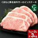 【ふるさと納税】【定期便】【1ヶ月毎3回】くまもと黒毛和牛サーロインステーキ 計3kg（1kg×3回） 牛肉 お肉 和牛 ステーキ 料理 冷凍 熊本県産 国産 九州 熊本県 菊陽町 送料無料