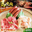 【ふるさと納税】馬ウマ 焼肉セット (2〜3人前) 合計 約400g / 馬さがり 馬上ホルモン 馬肉ソーセージ 焼肉 熊本県 特産品 【有限会社菊陽食肉センタ...