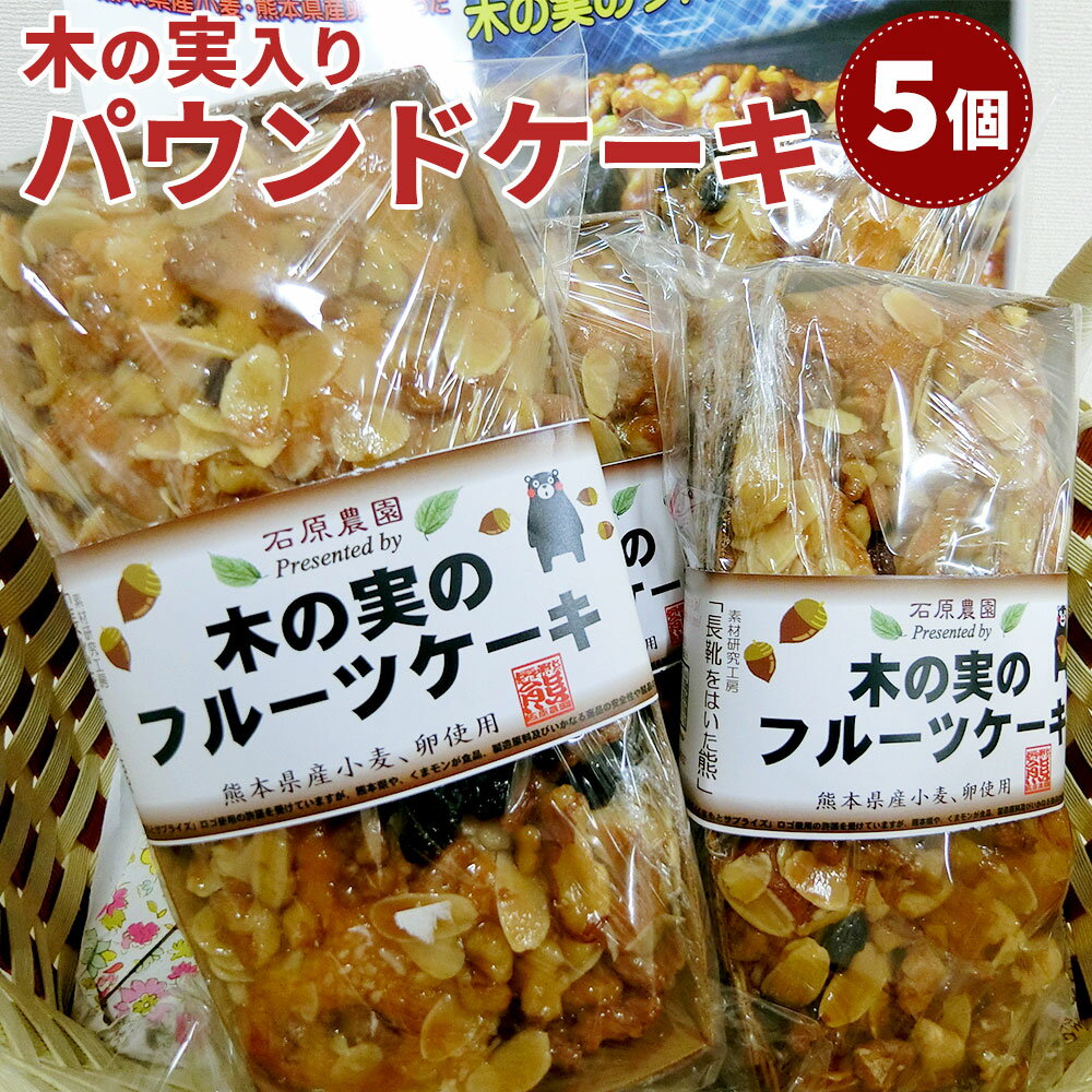 木の実のフルーツケーキ パウンドケーキ 約350g×5個 合計約1750g セット お菓子 おやつ 焼き菓子 ケーキ スイーツ フルーツケーキ 手作り 九州 熊本県 菊陽町 送料無料