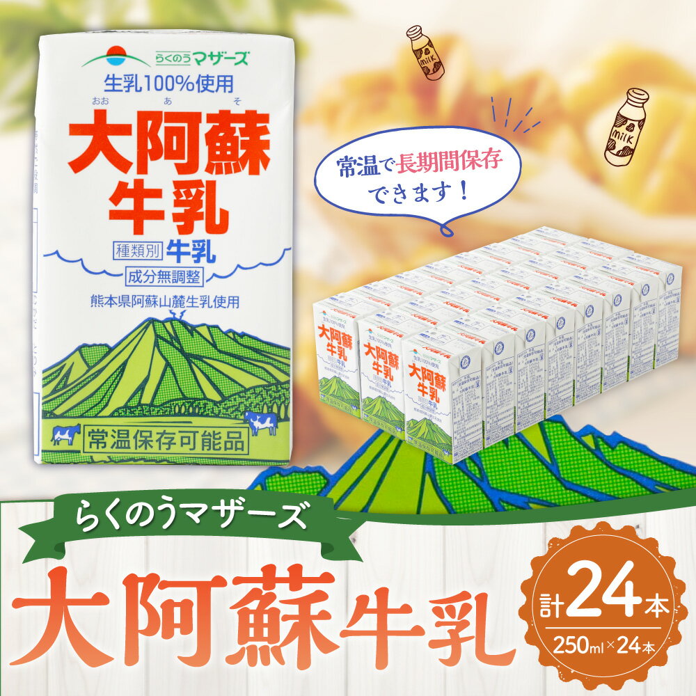 【ふるさと納税】大阿蘇牛乳 250ml 24本入り 合計6L 生乳100% 牛乳 乳飲料 乳性飲料 飲み物 飲料 ドリンク らくのうマザーズ 熊本県産 国産 九州 熊本県 菊陽町 送料無料